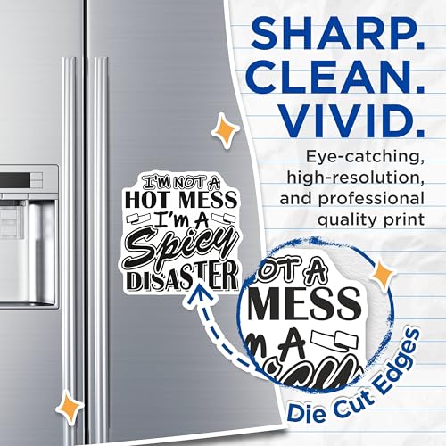 (2 Pack) Hot Mess Magnets Magnets - Black White Decorative Quotes - 5" On Longest Side - Made in USA - Sticks to Refrigerators & Metal Surfaces - MAG8912
