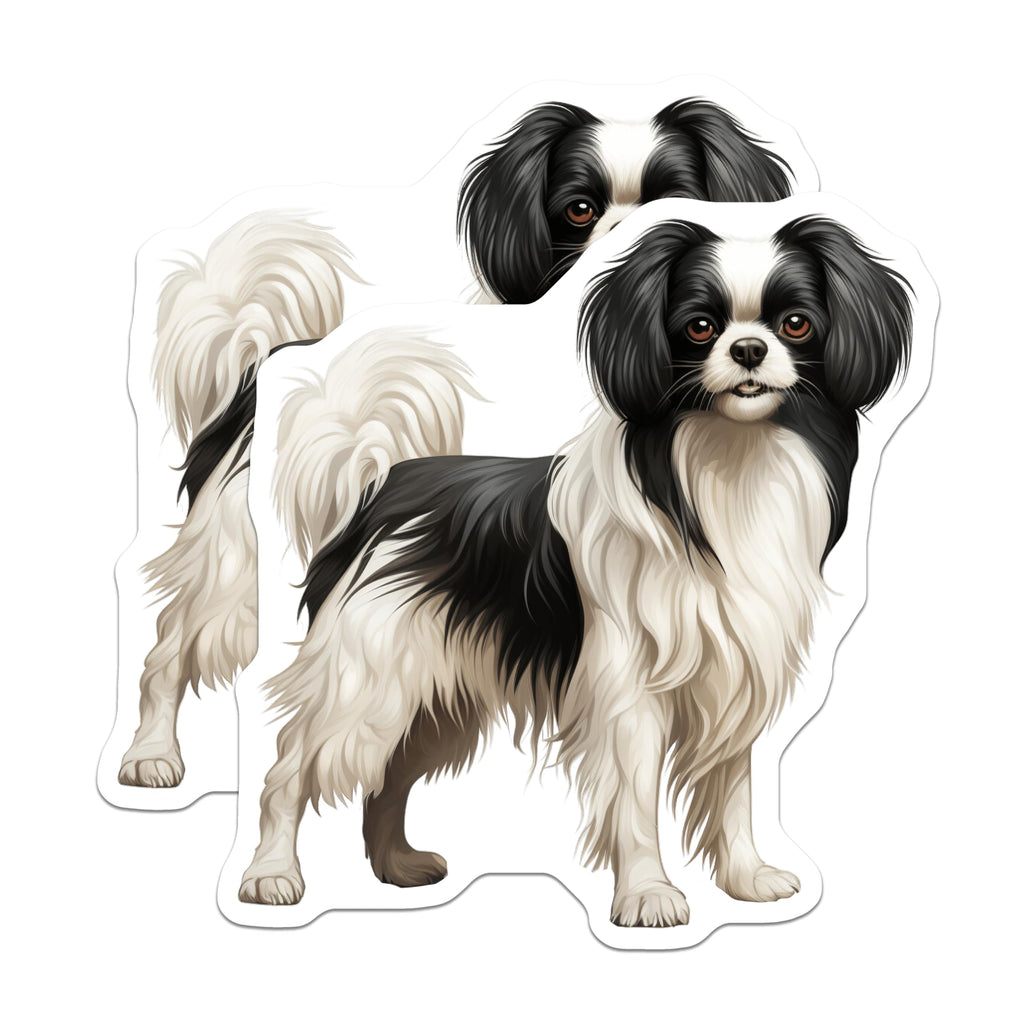 (2 Pack) Japanese Chin Dog Magnets - Beloved Canine Breed Art - Pet Owner Refrigerator Decor - 5 Inches On Longest Side - Thick Durable Magnet - Made in USA - MAG24075