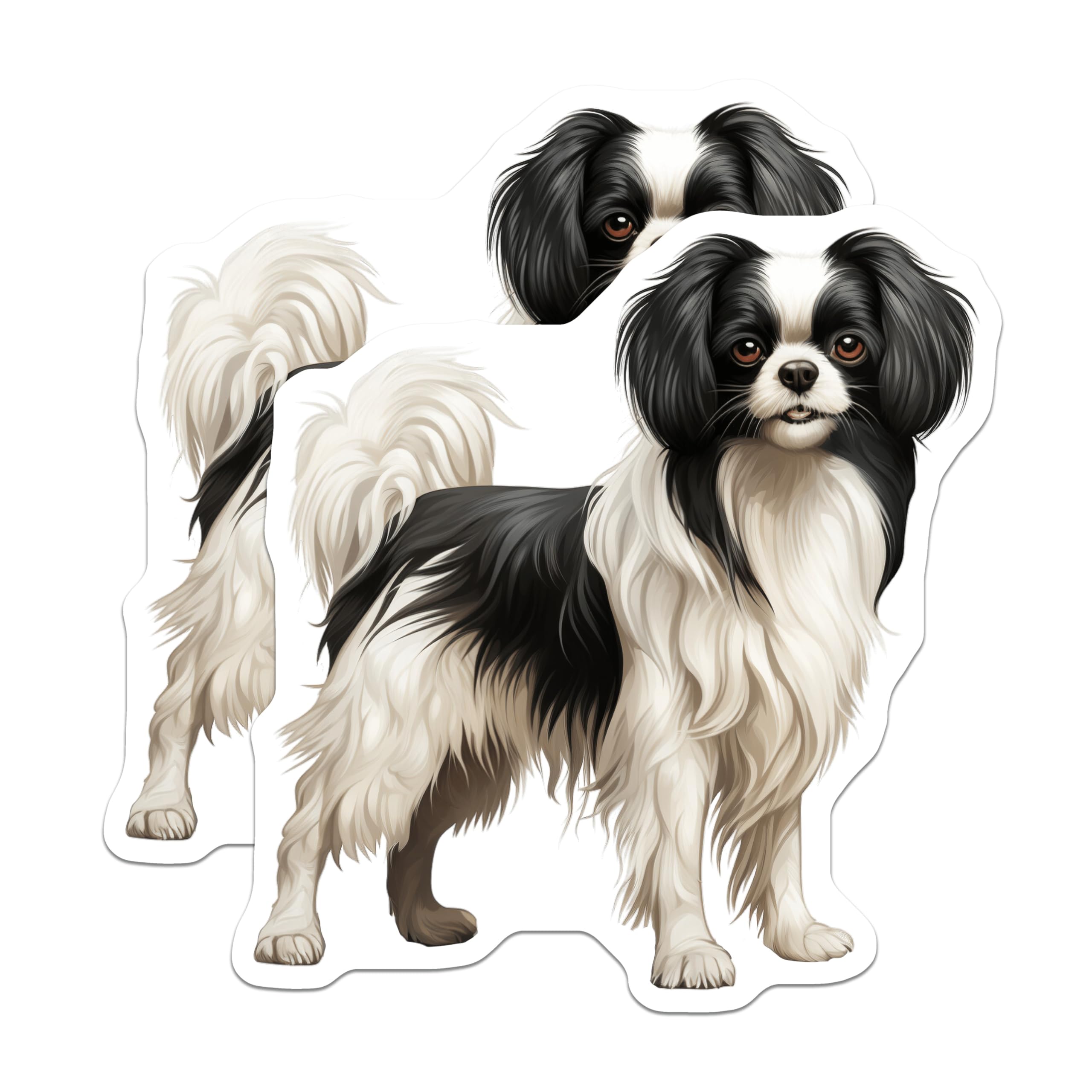 (2 Pack) Japanese Chin Dog Magnets - Beloved Canine Breed Art - Pet Owner Refrigerator Decor - 5 Inches On Longest Side - Thick Durable Magnet - Made in USA - MAG24075