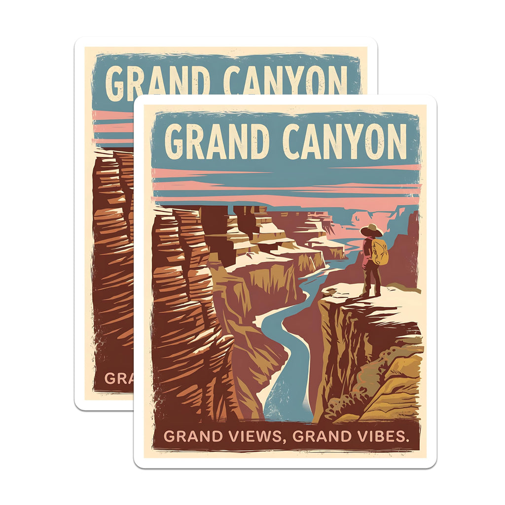(2 Pack) Grand Canyon Magnets - National Park Travel Poster - Vintage Nature Adventure Art - 5 Inches On Longest Side - Thick Durable Magnet - Made in USA - MAG19123