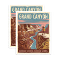(2 Pack) Grand Canyon Magnets - National Park Travel Poster - Vintage Nature Adventure Art - 5 Inches On Longest Side - Thick Durable Magnet - Made in USA - MAG19123