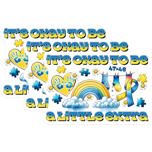 (3 Pack) Autism Awareness Decals - It's Okay to Be A Little Extra Decal - Laptop Decals - 3 Inches On Longest Side - Easy Peel & Apply - Made in USA - 3MCS6963