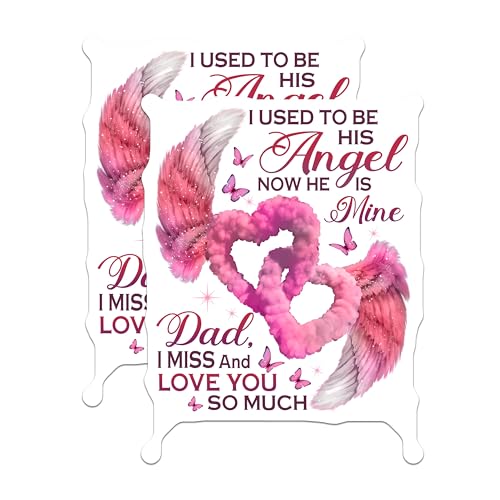 (2 Pack) Angel Memorial Stickers - Remembrance Decals - Memory Tribute Stickers for Dad - Loss of Father Stickers - 5" On Longest Side - Sticks to Smooth Flat Surfaces - Made in USA - BMCS6125