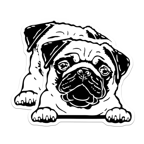 (2 Pack) Pug Dog Magnets - Cute Pug Face - Animal Lover Fridge - Pug Dog Art - 5" On Longest Side - for Cars, Fridges, Toolboxes - Made in USA - MAG4045