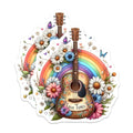 (2 Pack) Love Tunes Stickers - Floral Guitar - Rainbow Music Art Decals - 5" On Longest Side - Sticks to Smooth Flat Surfaces - Made in USA - BMCS8857