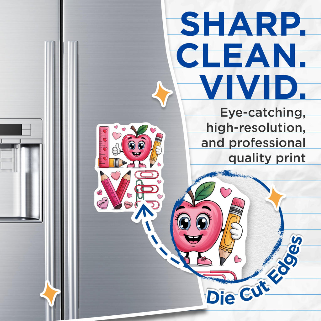 (2 Pack) Teacher Magnets - Cute Apple Magnets - School Supplies Magnets - 5" On Longest Side - Premium Magnet - for Cars, Refrigerators, Toolboxes, Lockers - Made in USA - MAG16783