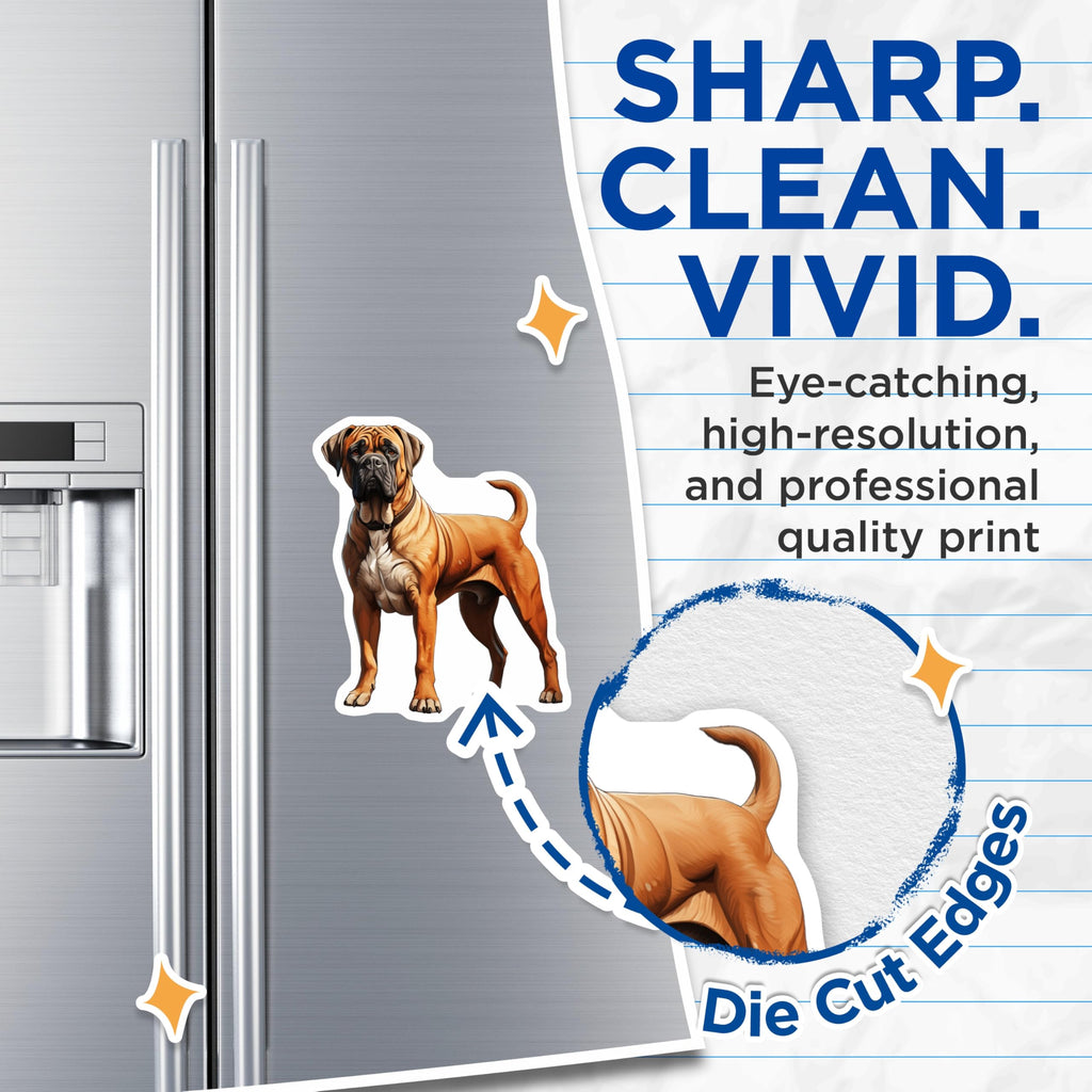 (2 Pack) Bullmastiff Dog Magnets - Realistic Pet Portrait - Animal Lover Decor - 5 Inches On Longest Side - Thick Durable Magnet - Made in USA - MAG30699