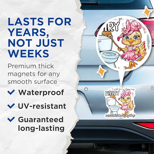(2 Pack) I Ask for A Cleaning Fairy Magnets - Funny Fairy Quote - Cute Fairy - 5" On Longest Side - for Cars, Fridges, Toolboxes - Made in USA - MAG4364