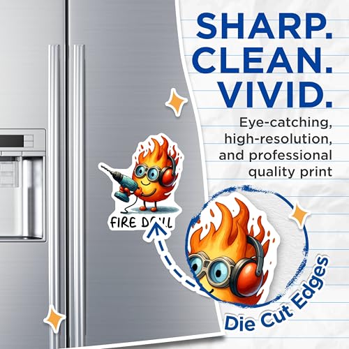 (2 Pack) Fire Drill Magnets - Cute Fire Character - Fun Kitchen Decor - Kids Safety Reminder - Fire Safety Training - 5" On Longest Side - for Cars, Fridges, Toolboxes - Made in USA - MAG7596