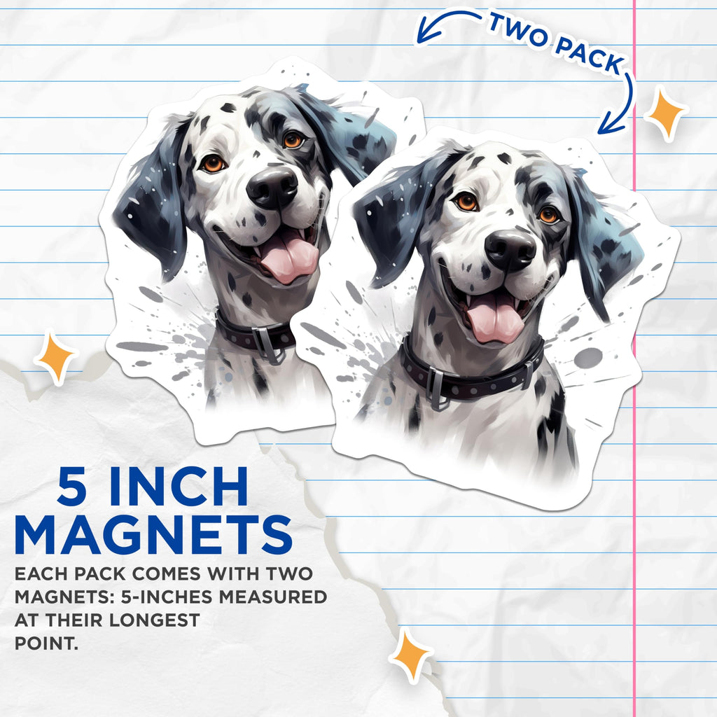 (2 Pack) Dalmatian Dog Magnets - Cute Puppy Lover Decor - Happy Pet Animal Fridge Magnet - Dog Mom Dad Present - 5 Inches On Longest Side - Thick Durable Magnet - Made in USA - MAG30681
