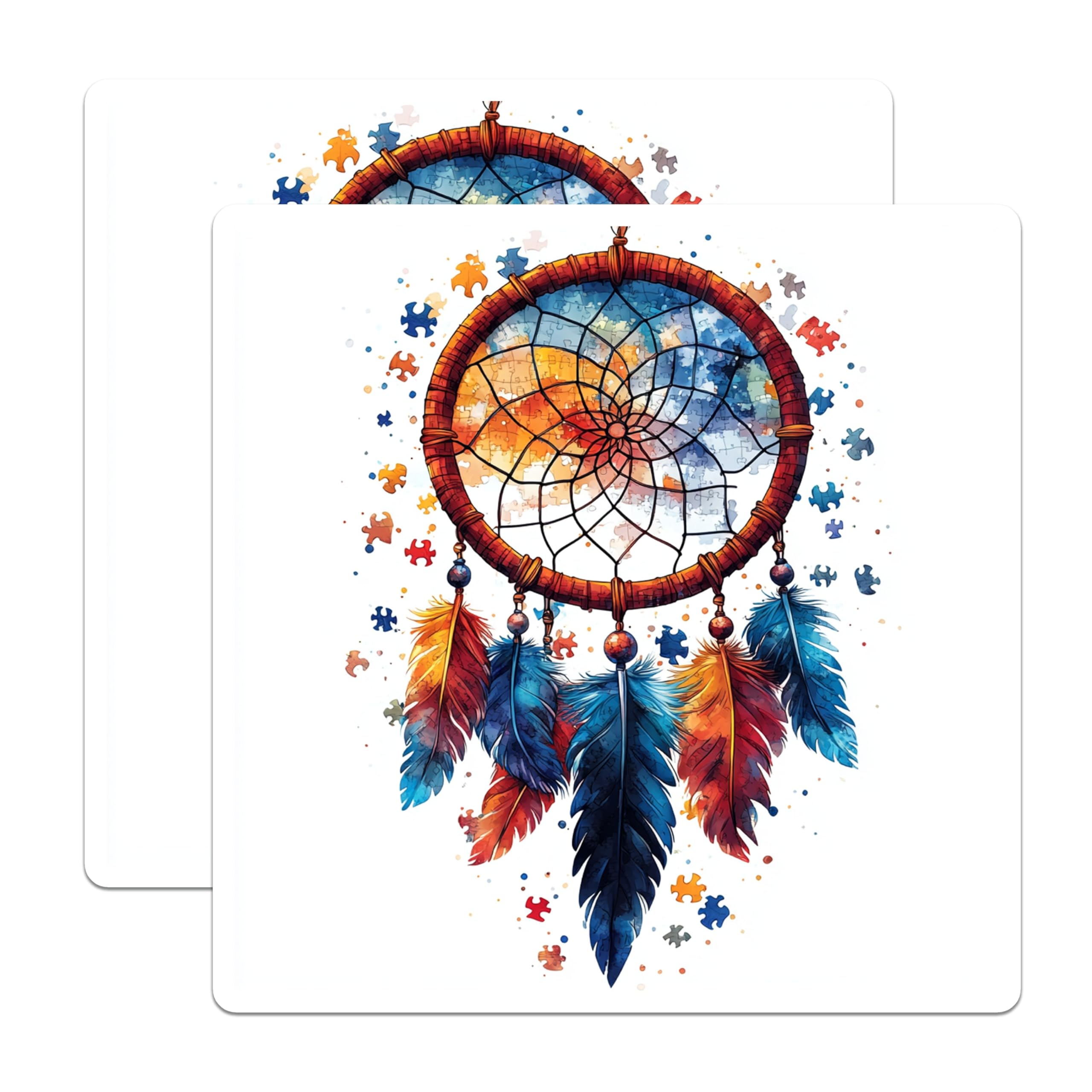 (2 Pack) Autism Awareness Dreamcatcher Magnets - Neurodiversity Support Symbol - Puzzle Piece Refrigerator Decor - 5 Inches On Longest Side - Thick Durable Magnet - Made in USA - MAG25938