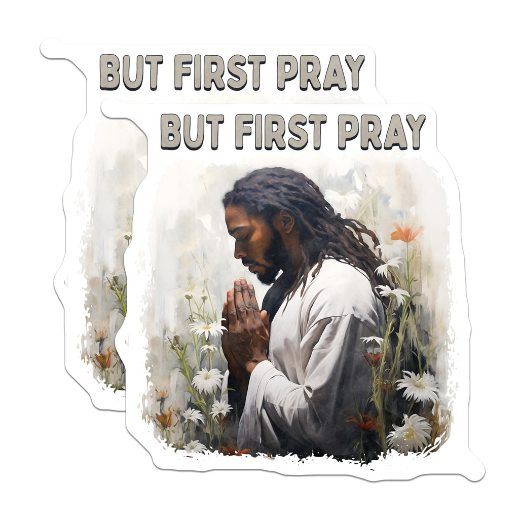 (2 Pack) But First Pray Magnets - Spiritual Devotion Art - Christian Inspirational Decor - Daily Prayer Reminders - 5 Inches On Longest Side - Thick Durable Magnet - Made in USA - MAG21917