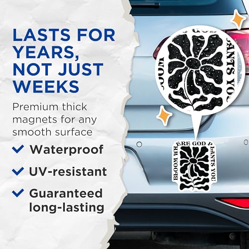 (2 Pack) Bloom Where God Plants You Magnets - Inspirational Quotes Magnets - Motivational Flower Magnets - 5" On Longest Side - for Cars, Refrigerators, Toolboxes, Lockers - Made in USA BMCS3098