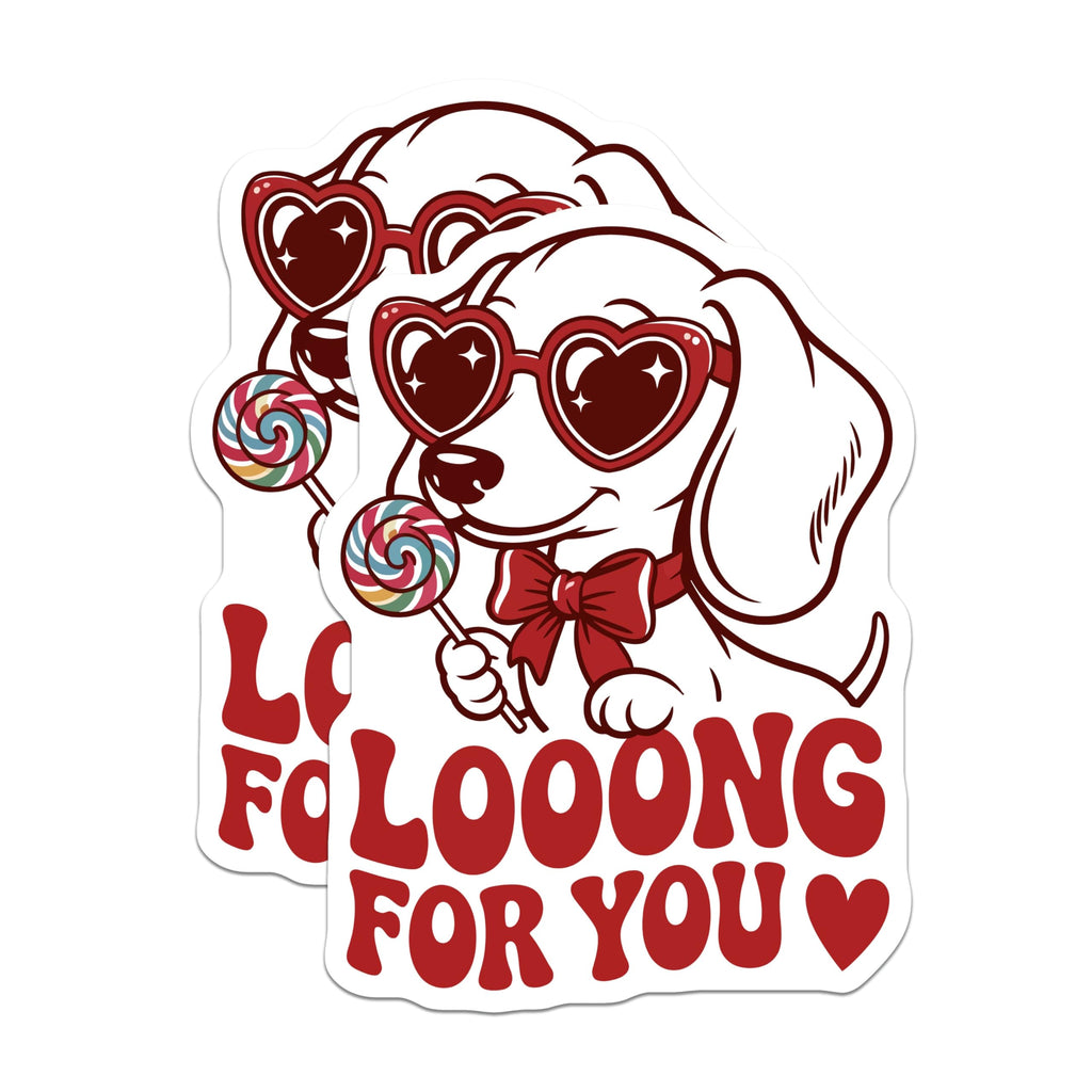 (2 Pack) Puppy Love Magnets - Longing for You Dog Art - Heart Glasses Lollipop Pup Decor - 5 Inches On Longest Side - Thick Durable Magnet - Made in USA - MAG22194