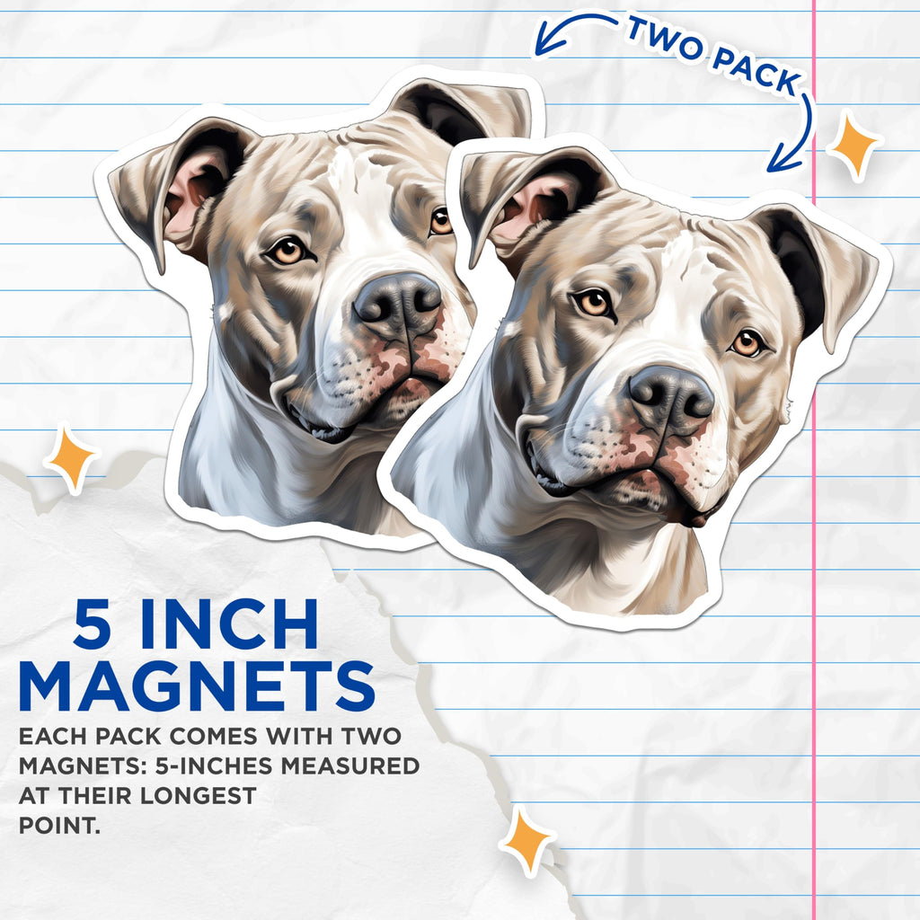 (2 Pack) Pitbull Dog Magnets - American Bully - Dog Mom Accents for Pet Owners - 5 Inches On Longest Side - Thick Durable Magnet - Made in USA - MAG30324