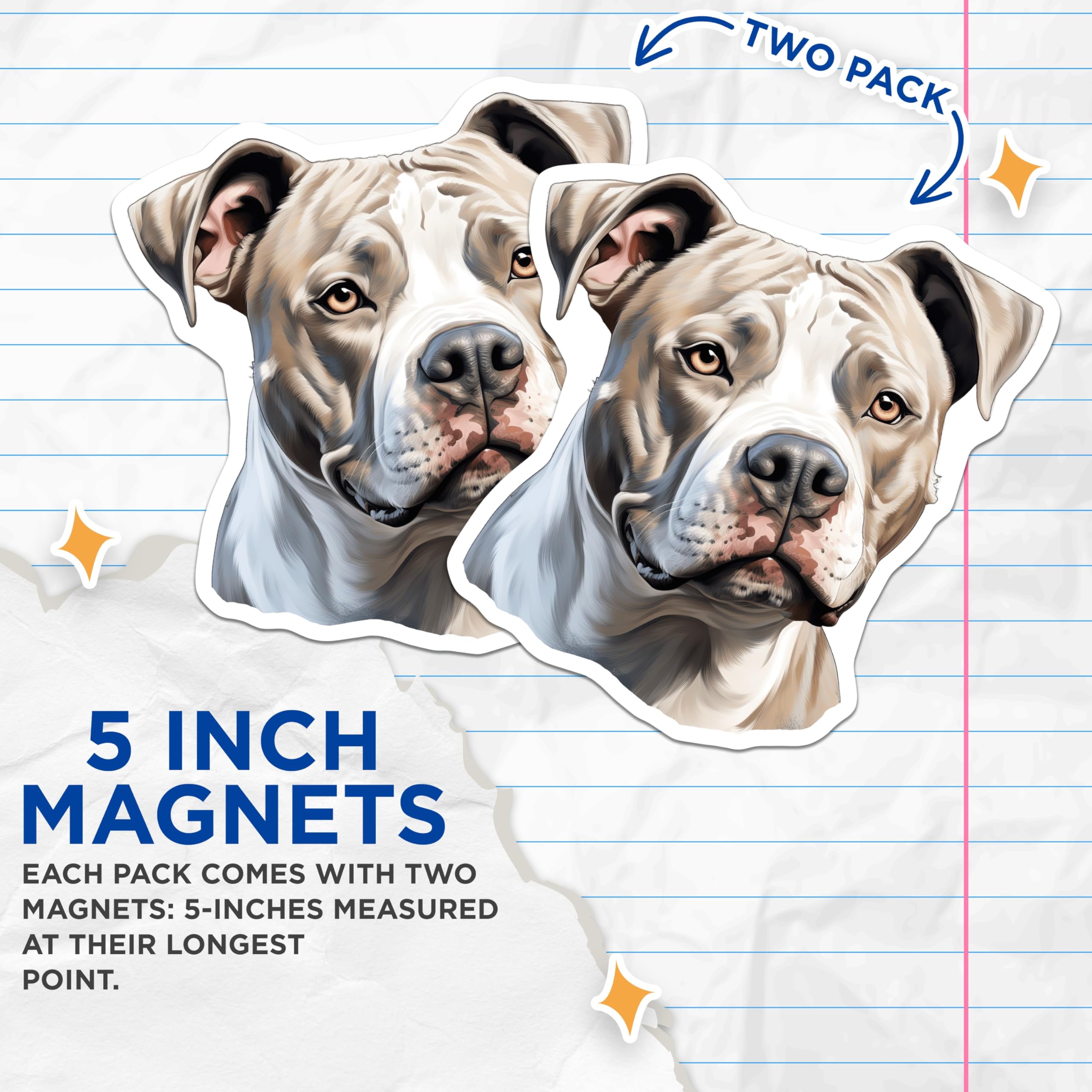 (2 Pack) Pitbull Dog Magnets - American Bully - Dog Mom Accents for Pet Owners - 5 Inches On Longest Side - Thick Durable Magnet - Made in USA - MAG30324