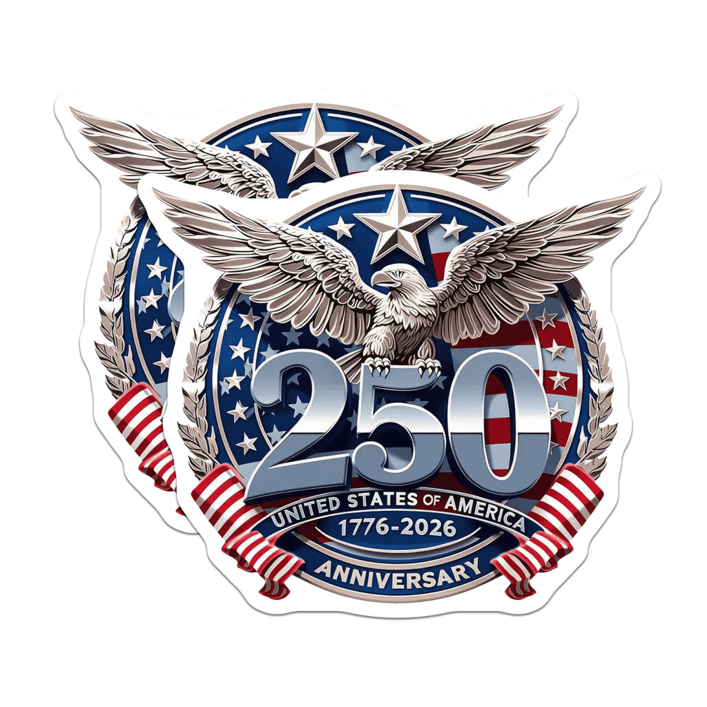 (2 Pack) USA 250th Anniversary Magnets - Patriotic Eagle Emblem - American Heritage Souvenir - 5 Inches On Longest Side - Thick Durable Magnet - Made in USA - MAG27612