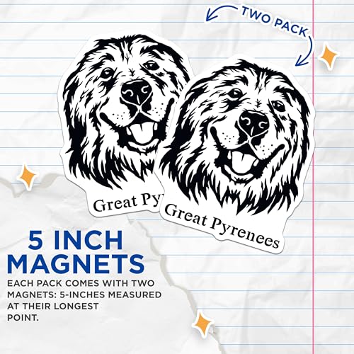 (2 Pack) Great Pyrenees Dog Magnets - Pet Lovers - Animal Magnets - 5" On Longest Side - for Cars, Fridges, Toolboxes - Made in USA - MAG4008
