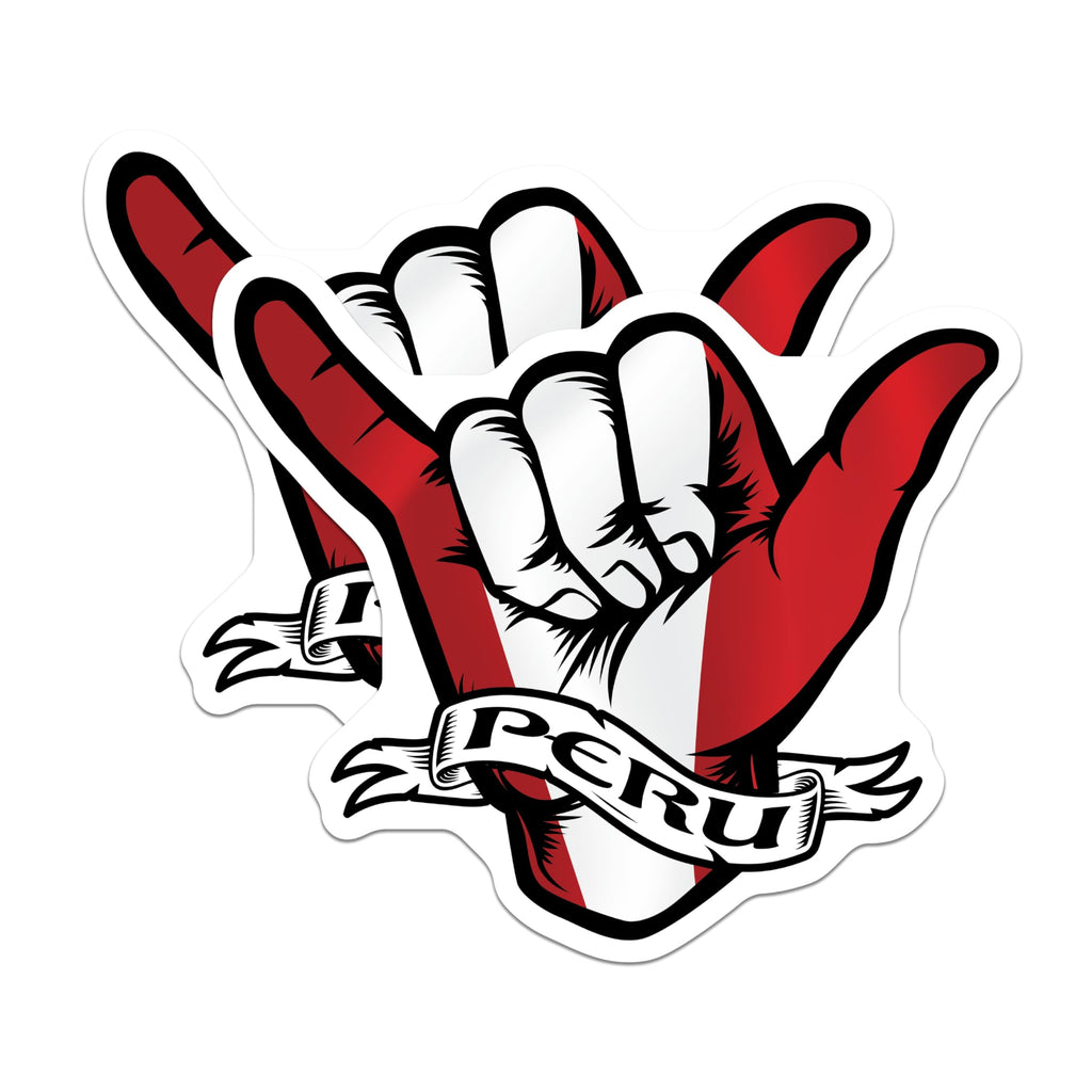 (2 Pack) Peru Shaka Hand Magnets - Peruvian Flag - Peru Pride Fridge Magnets - 5" On Longest Side - Premium Magnet - for Cars, Refrigerators, Toolboxes, Lockers - Made in USA - MAG18523