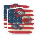 (2 Pack) American Flag Sea Shells Stickers - Patriotic USA - Ocean Marine Life - 5" On Longest Side - Sticks to Smooth Flat Surfaces - Made in USA - BMCS8997