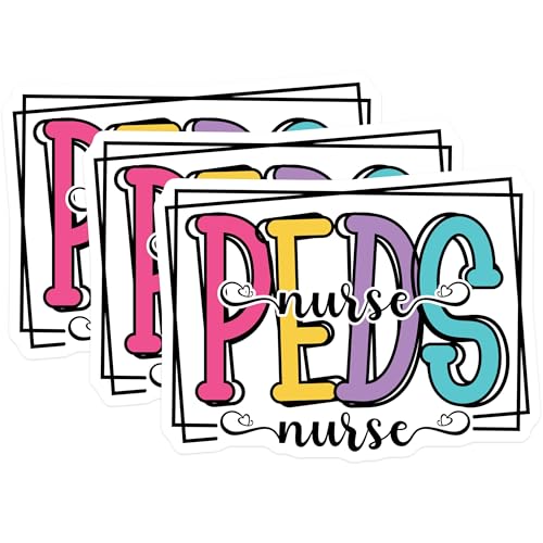 (3 Pack) Peds Nurse Decals - Pediatric Nurse Stickers - Nursing School Decor - 3 Inches On Longest Side - Easy Peel & Apply - Made in USA - 3MCS7907