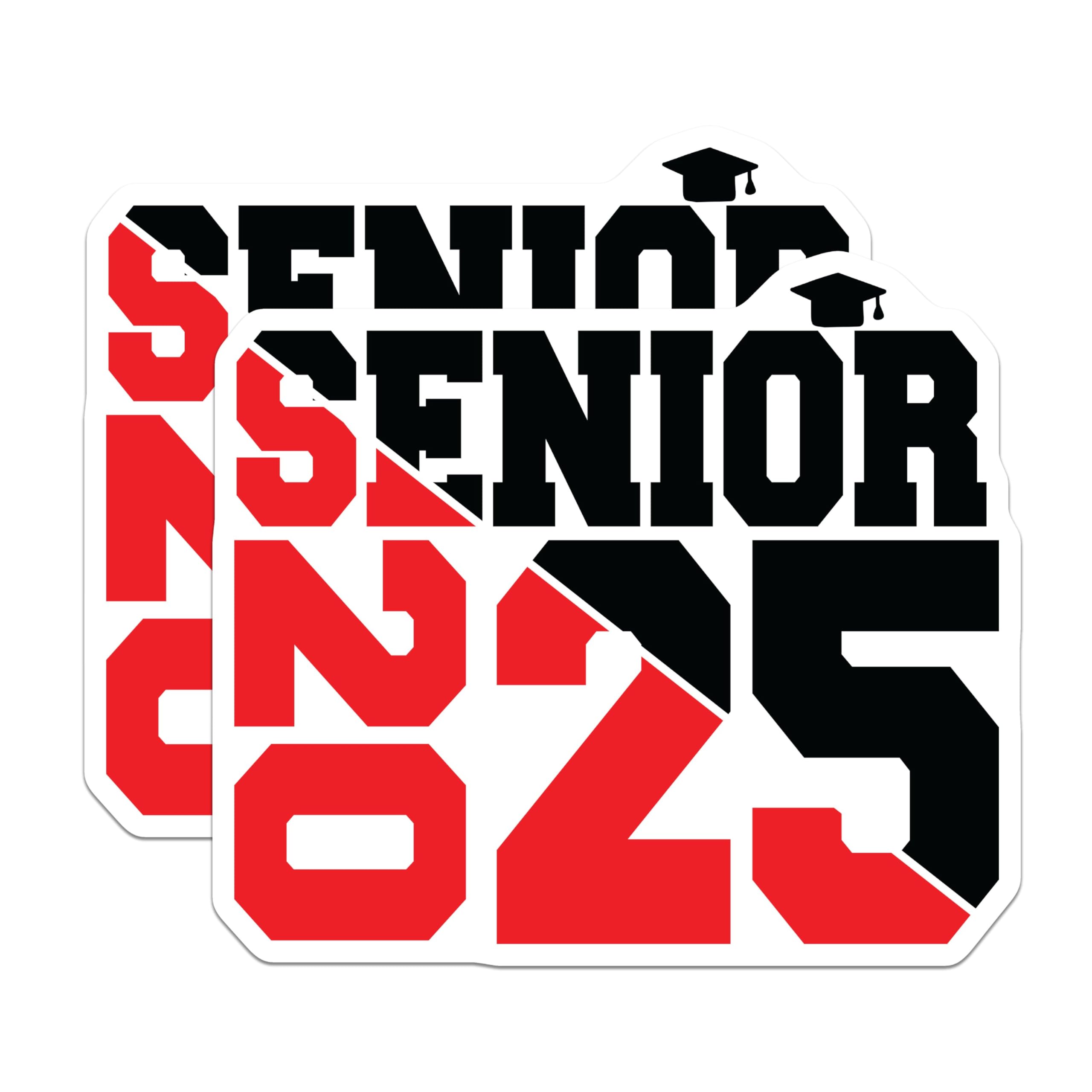 (2 Pack) Senior 2025 Stickers - Graduation 2025 Stickers - Class of 2025 Stickers for Notebooks and Water Bottles - 5" On Longest Side - Sticks to Any Smooth Flat Surface - Made in USA - BMCS3101