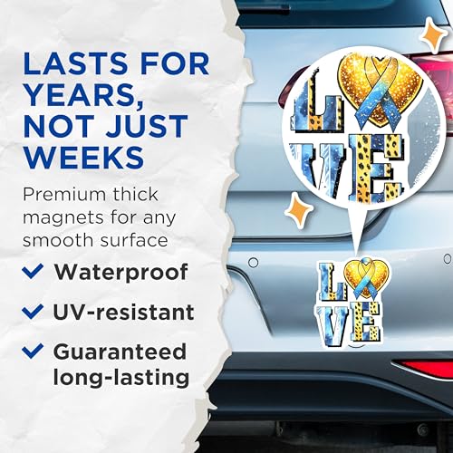 (2 Pack) Love Magnets - 5" On Longest Side - for Cars, Fridges, Toolboxes - Made in USA -