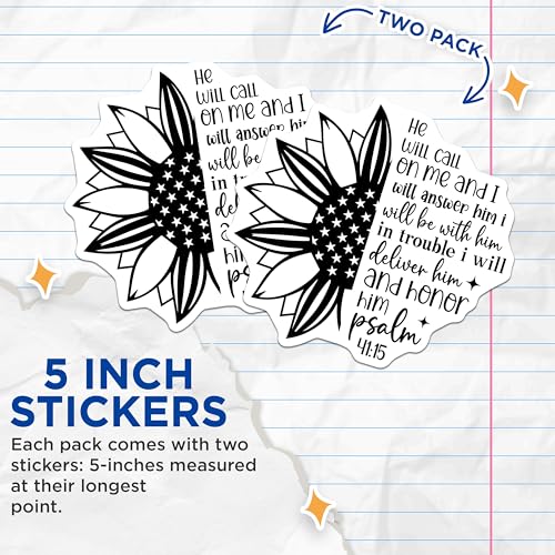(2 Pack) Faith Quote Stickers - Religious Bible Verse Decal - Inspirational Scripture Stickers - 5" On Longest Side - Sticks to Smooth Flat Surfaces - Made in USA - BMCS3850