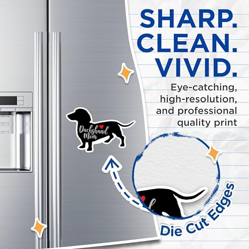 (2 Packs) Dachshund Mom Magnets - Cute Weiner Dog Lover Mom Magnets - 5 Inches On Longest Side - Premium Magnet - for Fridges, Toolboxes, Cars - Made in USA - MAG2463