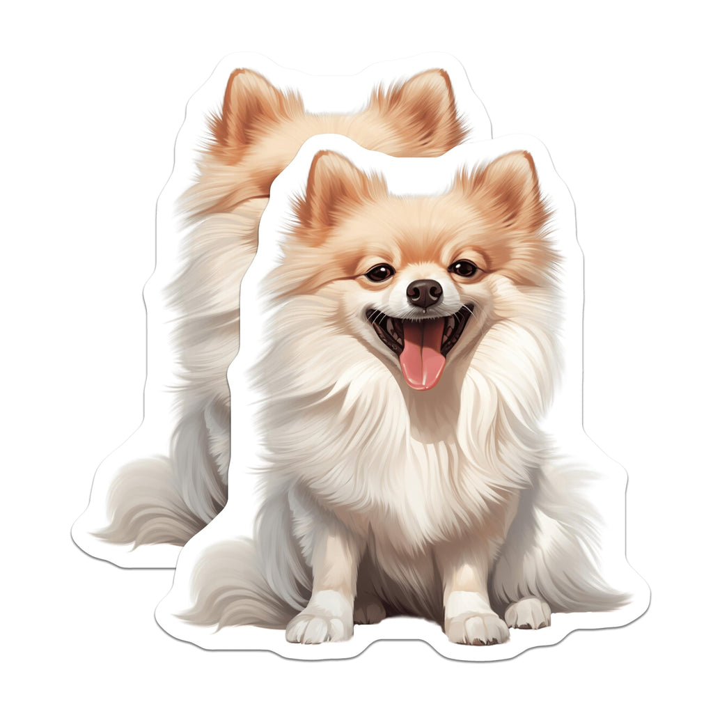 (2 Pack) Smiling Pomeranian Dog Magnets - Cute Puppy Refrigerator Decor - Pet Owner Animal Lover Locker Magnet - 5 Inches On Longest Side - Thick Durable Magnet - Made in USA - MAG28993