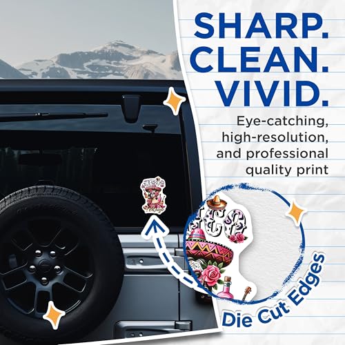 (2 Pack) Cinco de Mayo Stickers - Day of The Dead - Mexican Festival - 5" On Longest Side - Sticks to Smooth Flat Surfaces - Made in USA - BMCS9756