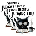 (3 Pack) Silently Judging You Decals - Funny Cat Sticker - Sarcastic Cat Decal - 3 Inches On Longest Side - Easy Peel & Apply - Made in USA - 3MCS0568
