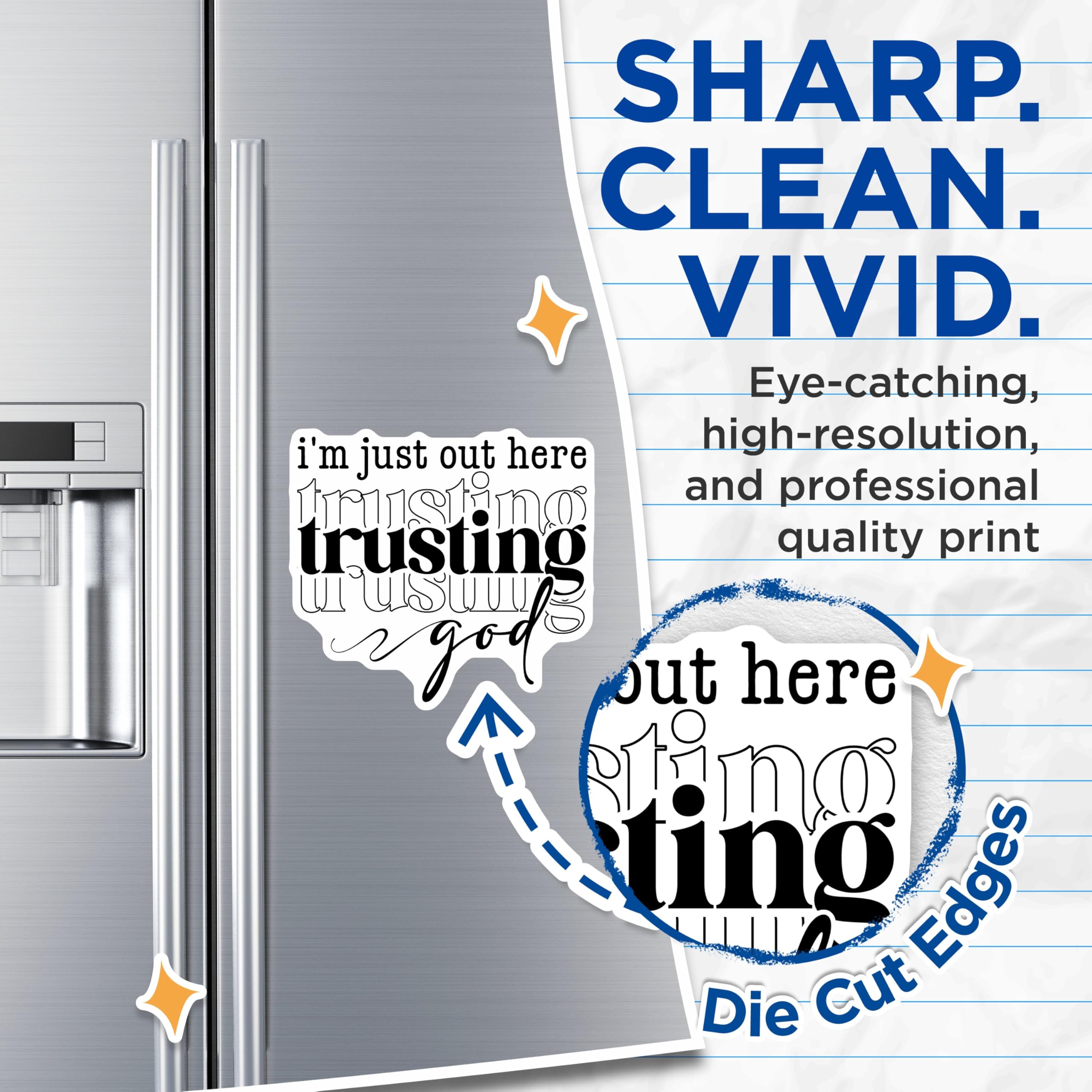 (2 Pack) Trusting God Magnets - Christian Faith Inspiration - Spiritual Devotion Decor - 5 Inches On Longest Side - Thick Durable Magnet - Made in USA - MAG23319