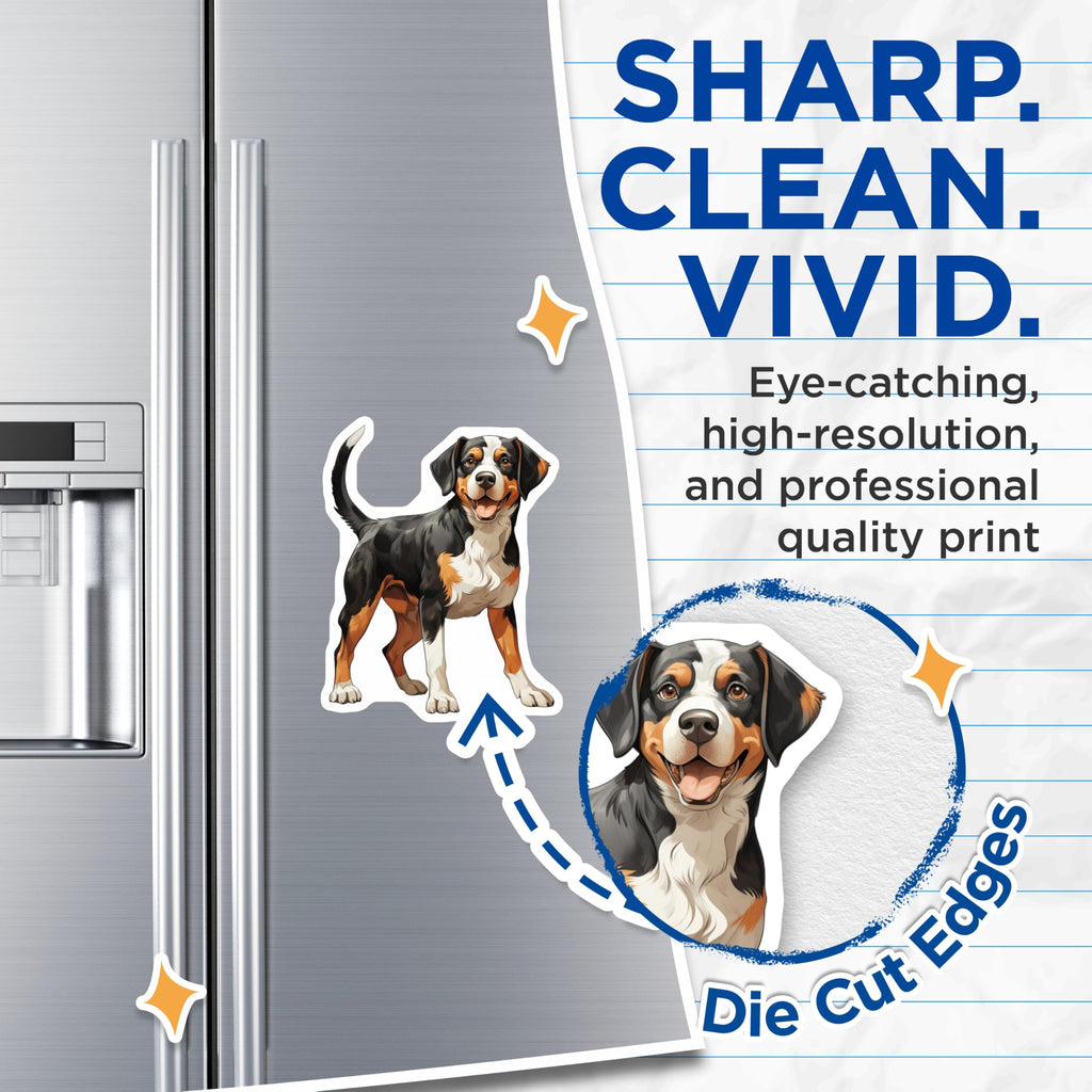 (2 Pack) Happy Tri-Color Dog Magnets - Bernese Mountain Dog - Greater Swiss Dog Lover Decor - 5 Inches On Longest Side - Thick Durable Magnet - Made in USA - MAG28588