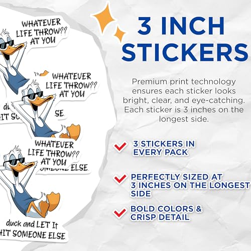 (3 Pack) Funny Duck Decals - Sarcastic Humor - Laptop Decals - 3 Inches On Longest Side - Easy Peel & Apply - Made in USA - 3MCS8471