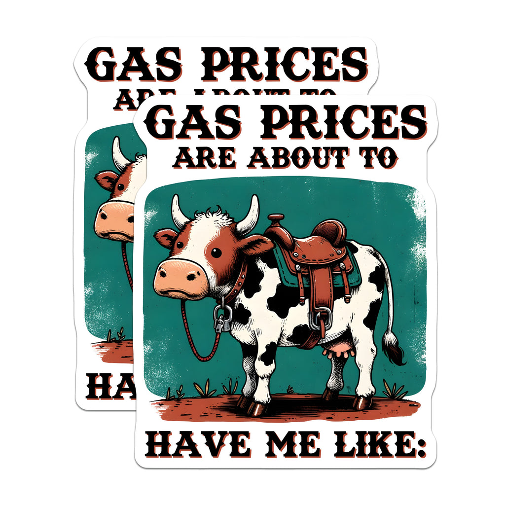 (2 Pack) Gas Price Cow Magnets - Funny Western Humor Decor - Farmhouse Animal Accents for Kitchen - 5 Inches On Longest Side - Thick Durable Magnet - Made in USA - MAG39495