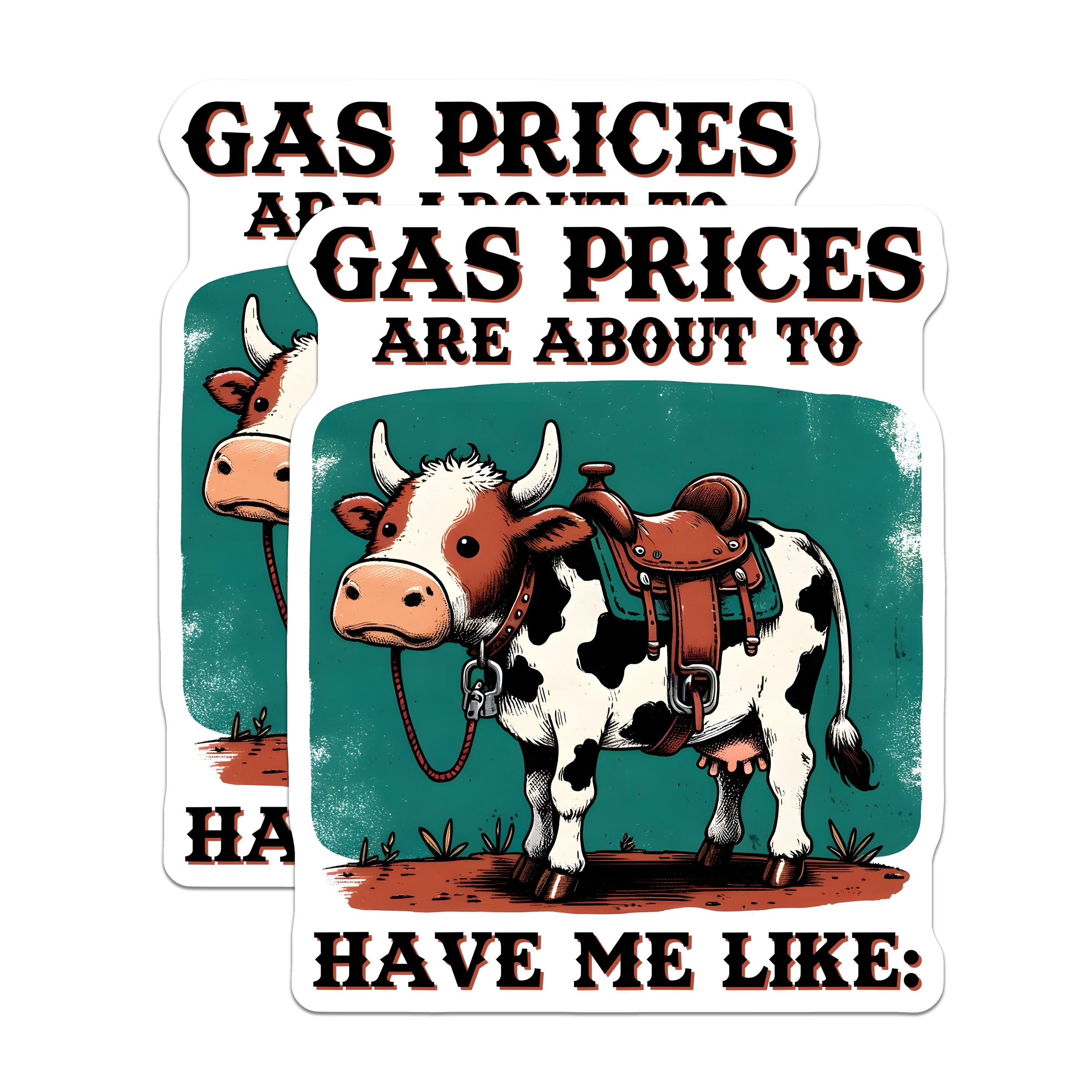 (2 Pack) Gas Price Cow Magnets - Funny Western Humor Decor - Farmhouse Animal Accents for Kitchen - 5 Inches On Longest Side - Thick Durable Magnet - Made in USA - MAG39495