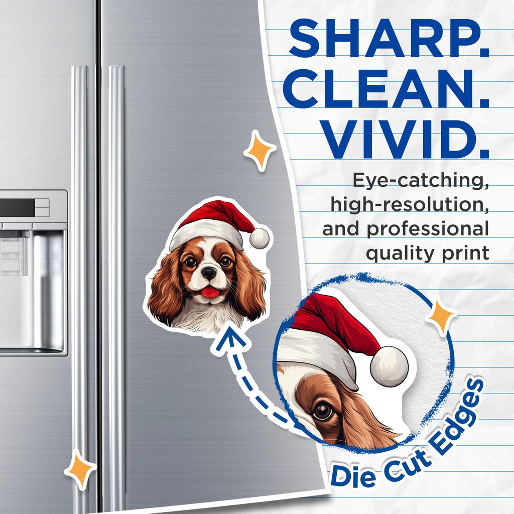 (2 Pack) Cavalier King Charles Spaniel Magnets - Christmas Dog Decor - Holiday Pet Lover Kitchen Fridge Magnet Set - 5 Inches On Longest Side - Thick Durable Magnet - Made in USA - MAG26686
