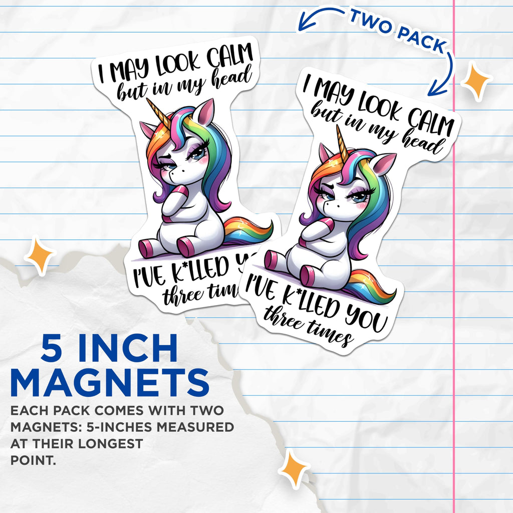 (2 Pack) Sarcastic Unicorn Magnets - Funny Unicorn Quote - Rainbow Unicorn Decor - 5" On Longest Side - Premium Magnet - for Cars, Refrigerators, Toolboxes, Lockers - Made in USA - MAG16723