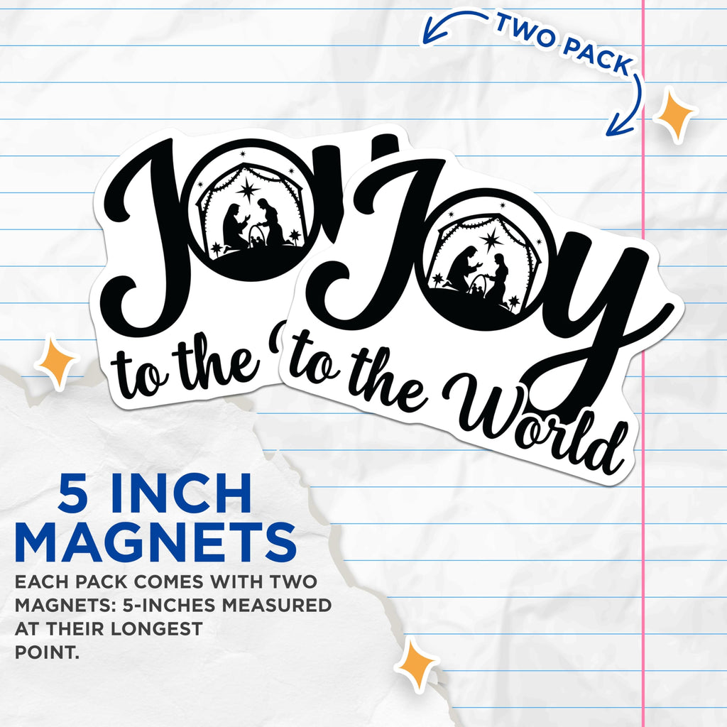 (2 Pack) Christmas Nativity Magnets - Joy to the World Scene - Religious Holiday Decor - 5 Inches On Longest Side - Thick Durable Magnet - Made in USA - MAG24925