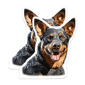 (2 Pack) Australian Cattle Dog Magnets - Blue Heeler Dog Lover Decor - Happy Heeler Pet Portrait Art - 5 Inches On Longest Side - Thick Durable Magnet - Made in USA - MAG30164