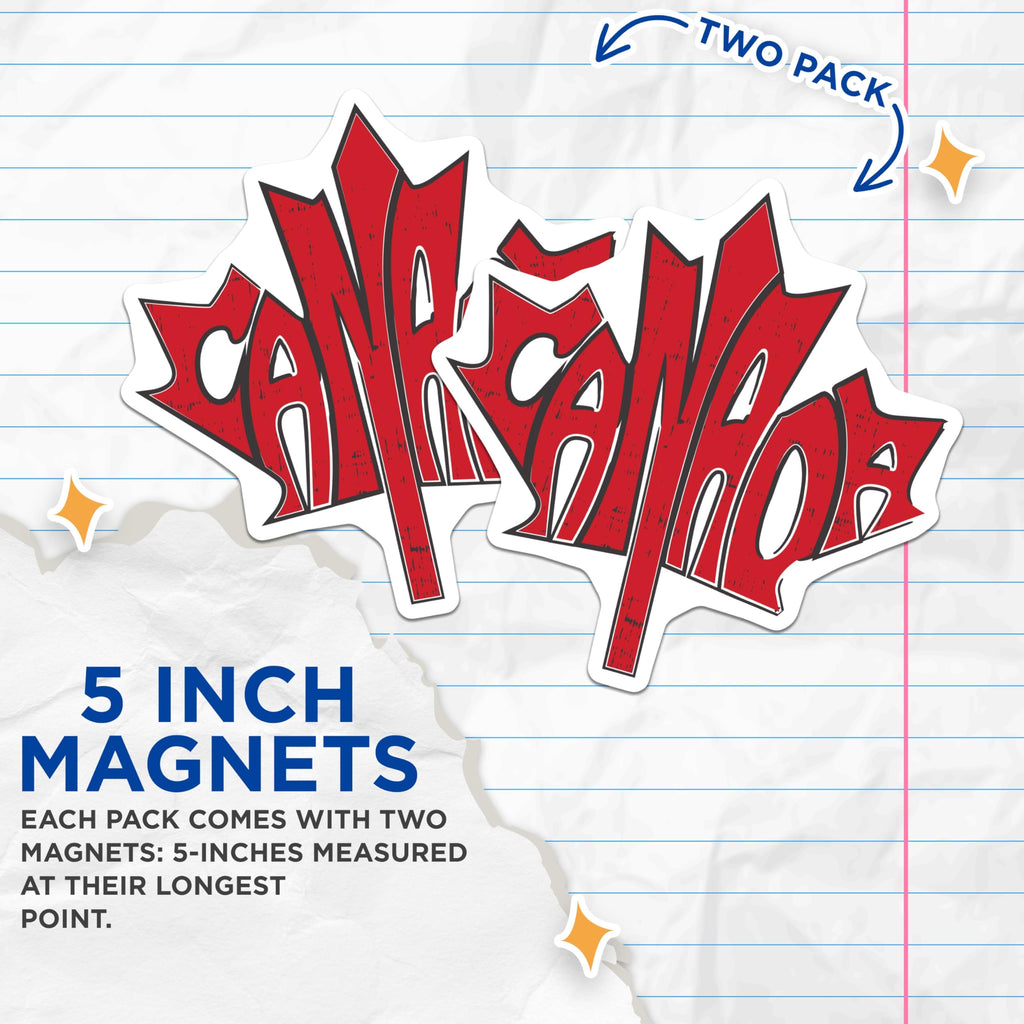 (2 Pack) Canada Magnets - Maple Leaf Magnet - Canadian Pride Decor - 5" On Longest Side - Premium Magnet - for Cars, Refrigerators, Toolboxes, Lockers - Made in USA - MAG17816