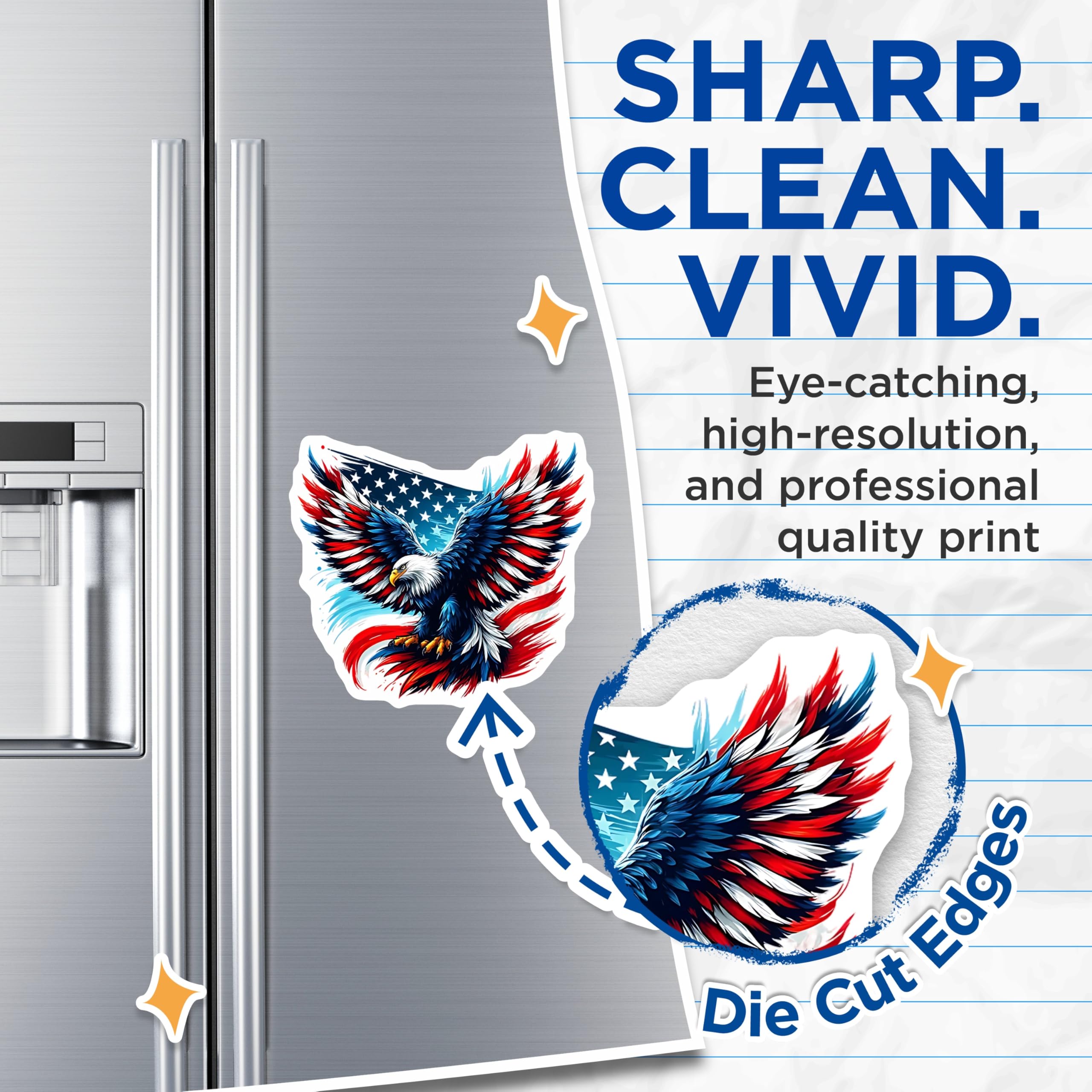 (2 Pack) American Eagle Magnets - Patriotic Decor - USA Flag Magnets for Fridge Car Locker - 5" On Longest Side - Premium Magnet - for Cars, Refrigerators, Toolboxes, Lockers - Made in USA - MAG16421
