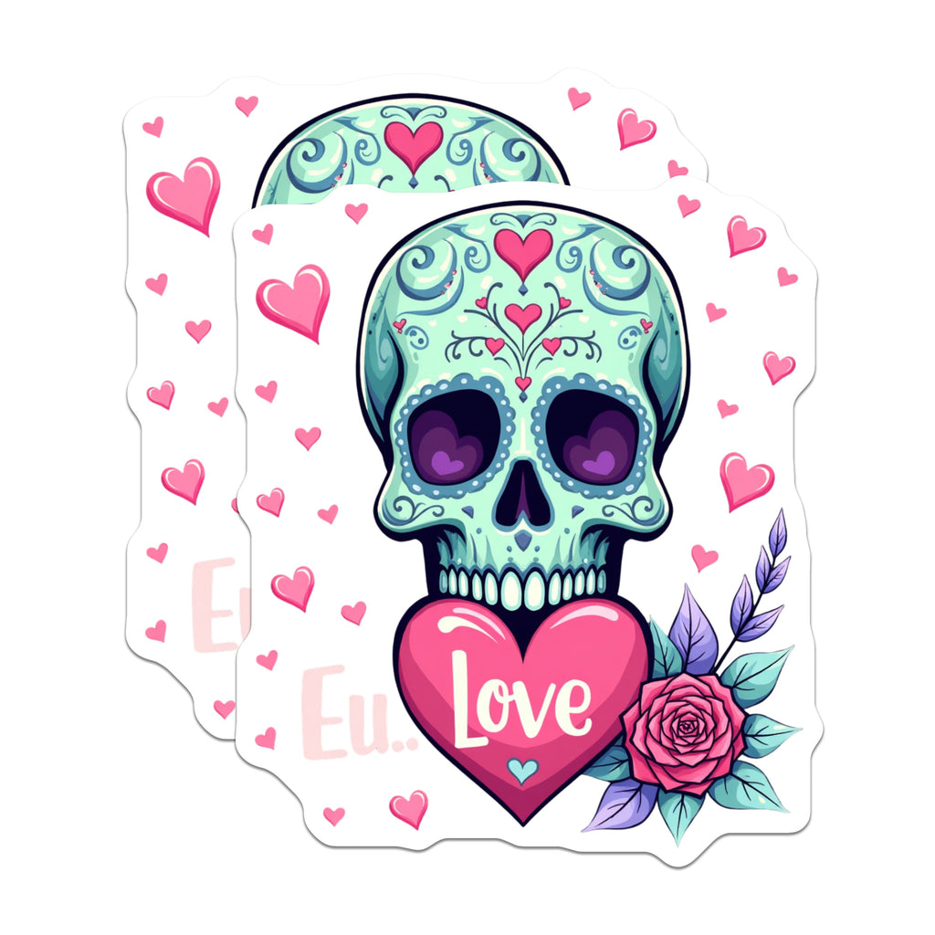(2 Pack) Sugar Skull Love Magnets - Day of the Dead Art - Romantic Goth Decor - Cute Calavera Refrigerator Magnets - 5 Inches On Longest Side - Thick Durable Magnet - Made in USA - MAG37632