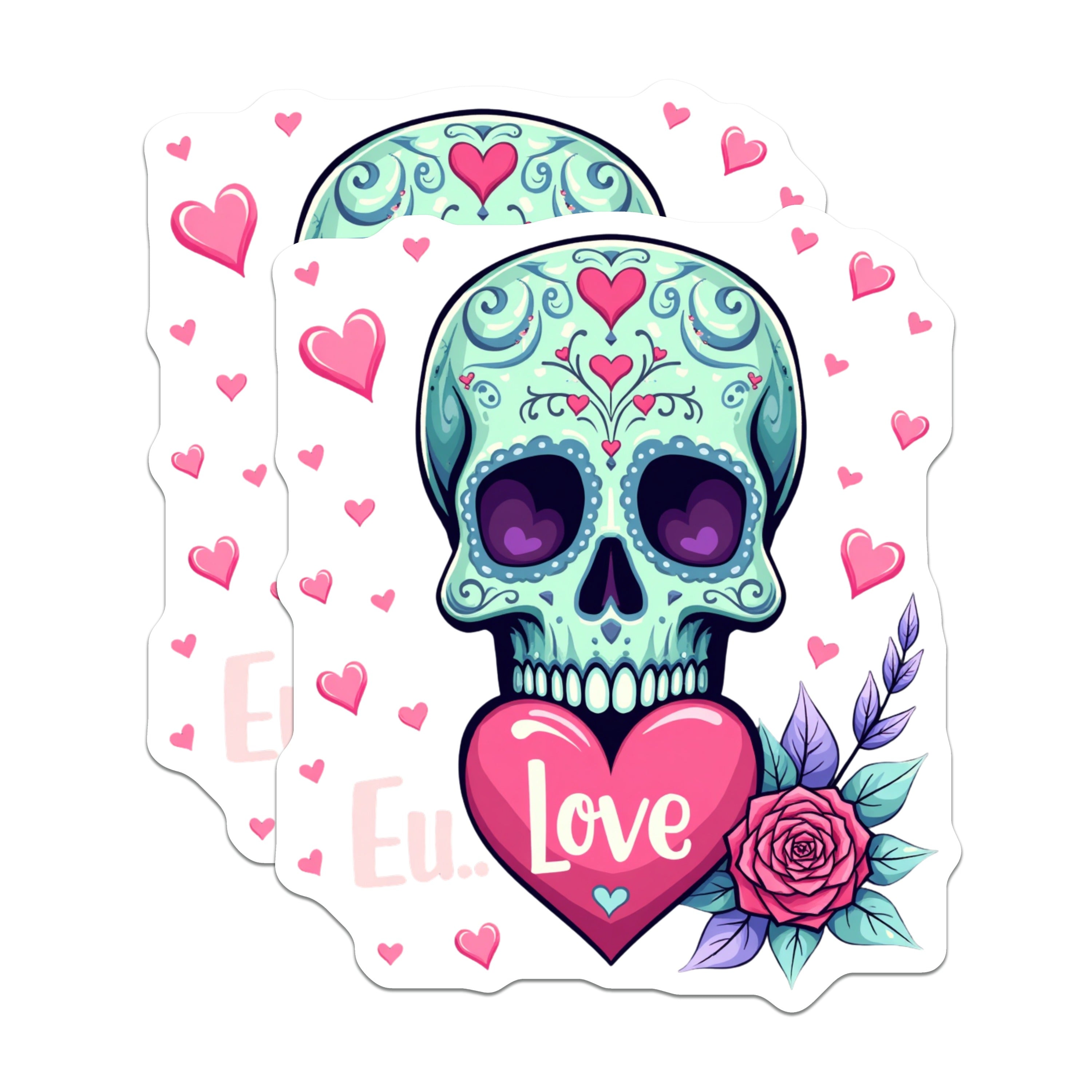 (2 Pack) Sugar Skull Love Magnets - Day of the Dead Art - Romantic Goth Decor - Cute Calavera Refrigerator Magnets - 5 Inches On Longest Side - Thick Durable Magnet - Made in USA - MAG37632