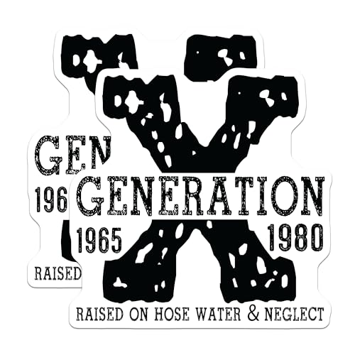 (2 Pack) Generation X Stickers - Raised on Hose Water Stickers - Nostalgic 1965 to 1980 Stickers - 5" On Longest Side - Sticks to Any Smooth Flat Surface - Made in USA - BMCS3105