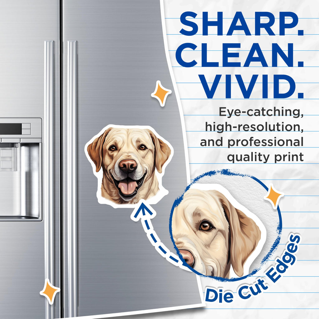 (2 Pack) Yellow Labrador Retriever Magnets - Happy Lab Dog Illustration - Animal Lover Refrigerator Art - 5 Inches On Longest Side - Thick Durable Magnet - Made in USA - MAG23830