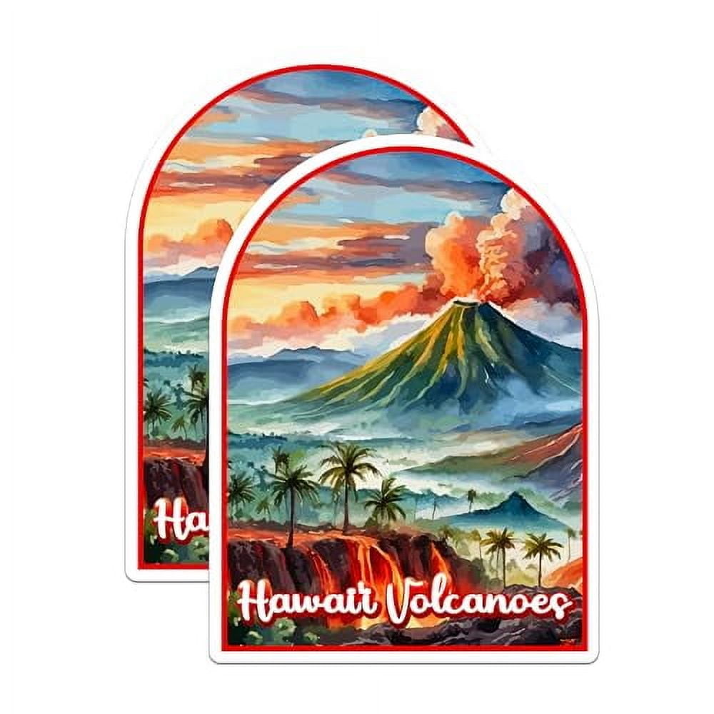 (2 Pack) Hawaii Volcanoes National Park Bumper Magnet - US National Park - Choose from 63 Parks - 5" On Longest Side - Decal for Car Bumper, Laptop, Water Bottle, Wall, and Window - MAG1524