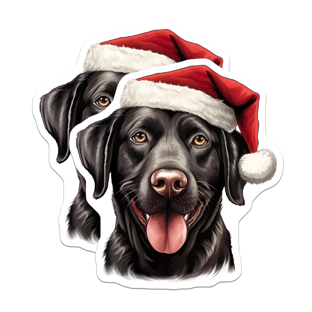 (2 Pack) Black Labrador Christmas Magnets - Santa Hat Dog Decor - Festive Pet Fridge Accessories - 5 Inches On Longest Side - Thick Durable Magnet - Made in USA - MAG29877