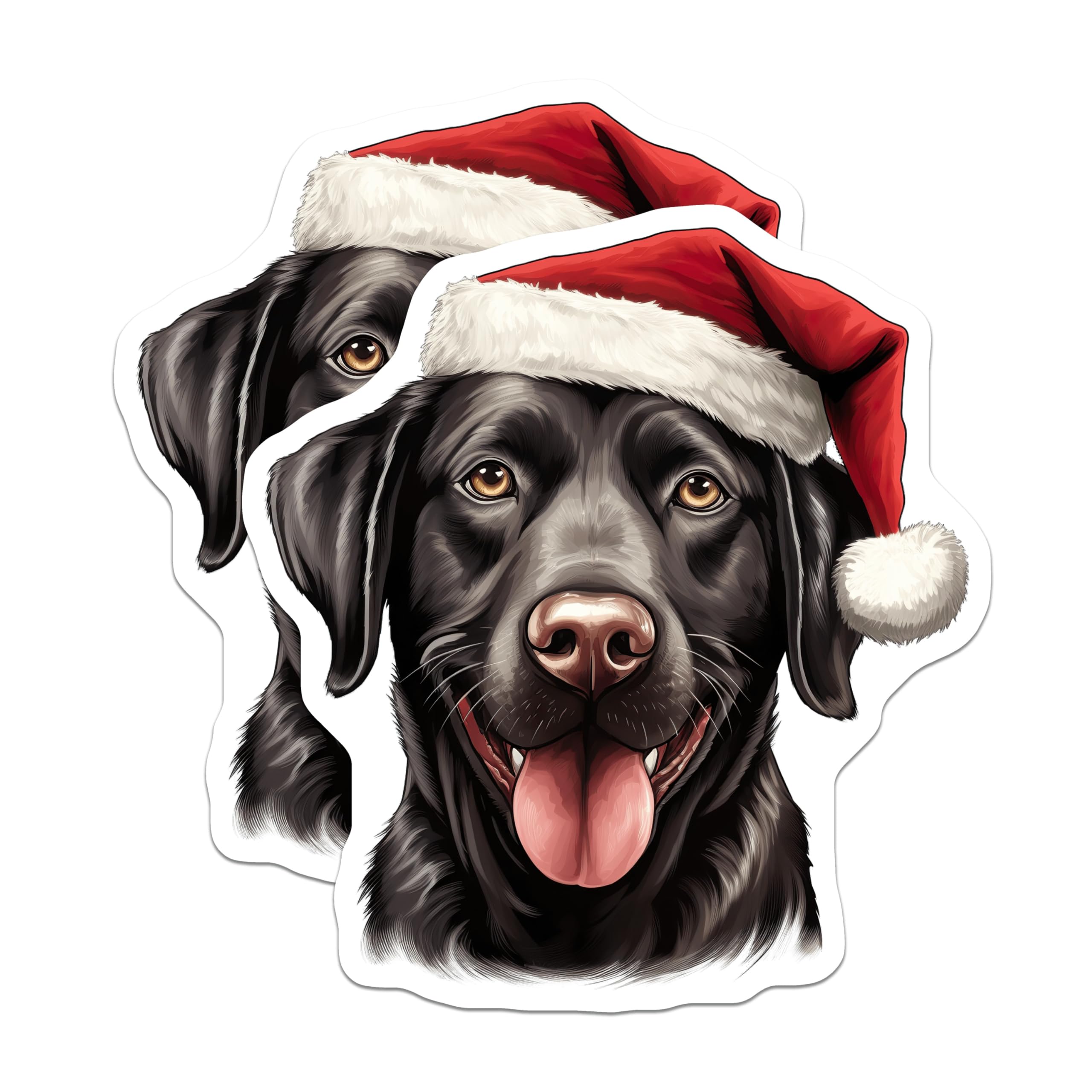 (2 Pack) Black Labrador Christmas Magnets - Santa Hat Dog Decor - Festive Pet Fridge Accessories - 5 Inches On Longest Side - Thick Durable Magnet - Made in USA - MAG29877